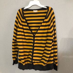 Yellow and dark grey striped cardigan